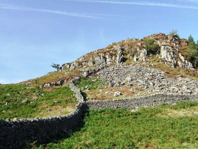 谢菲尔德,长矛,斯科菲峰,英格兰湖区,天空,石墙,国家公园,水平画幅,山,无人