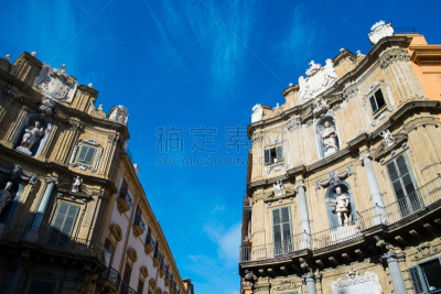 四角区,巴勒莫,纪念碑,水平画幅,建筑,无人,宫殿,古老的,广场,城市