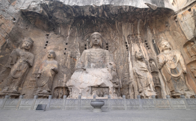 佛教,中国,洞穴,龙门石窟,近景,佛,地形,石材,华丽的,损坏的