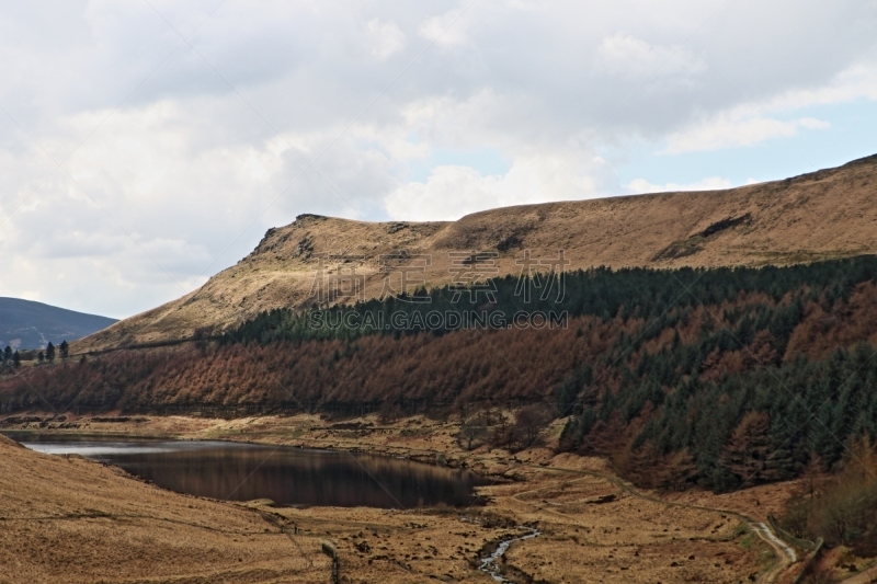 水库,格林菲尔德,小路,saddleworth moor,曼彻斯特,曼彻斯特市,兰开夏,水,天空,美