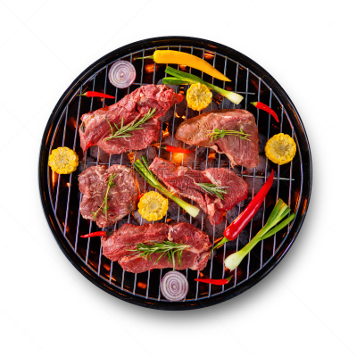 生食,牛排,清新,白色背景,分离着色,炊具,野餐烤牛肉,金属格栅,烤肉架,格子烤肉