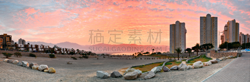 干的,河流,全景,伊拉特,水,度假胜地,水平画幅,山,无人,早晨