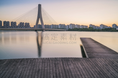 苏州,吊桥,水,天空,公园,江苏省,水平画幅,无人,户外,湖