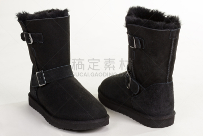 冬天,一对,靴子,羊皮,羊皮靴,扣环,紧握双手,美,水平画幅,雪