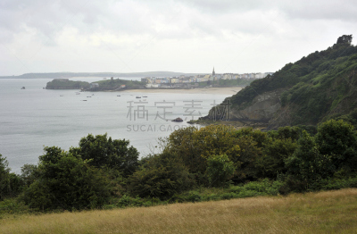 滕比,水平画幅,地形,无人,海港,威尔士,户外,海岸线,海滩,城镇