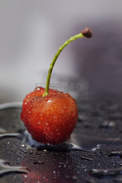 樱桃,简单,平视角,湿,红色,垂直画幅,湿透,食品,图像,雷尼优系