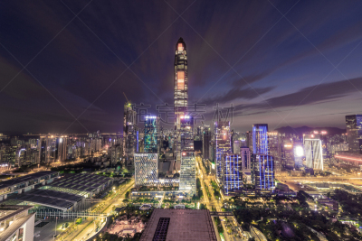 深圳,双叶区,深圳京基100,绿色建筑,曼哈顿中心,田园风光,广东省,前景聚焦,水平画幅,夜晚