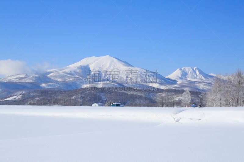 二世谷,雪地,火山,水平画幅,无人,日本,户外,北海道,霜,冬天