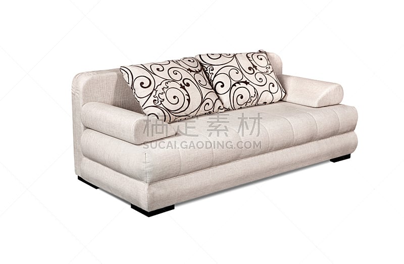 沙发,白色,枕头,分离着色,式样,住宅房间,座位,水平画幅,时尚,白色背景