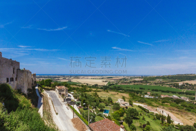 风景,塔奎尼亚,意大利,天空,水平画幅,无人,古老的,户外,田地,城镇