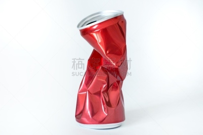 红色,罐子,碳酸饮料,碾碎了的,白色背景,铝,垃圾,坏毛病,力量,生气