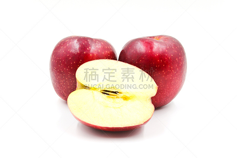 红色,苹果,白色背景,分离着色,自然,水平画幅,素食,水果,无人,有机食品