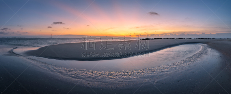 潮水坑,水,天空,水平画幅,沙子,无人,大西洋,早晨,曙暮光,夏天