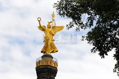 哥柔瑟斯特恩街区,胜利纪念柱凯旋柱,柏林,蒂尔加藤公园,黄金,水平画幅,无人,欧洲,天使,动物身体部位