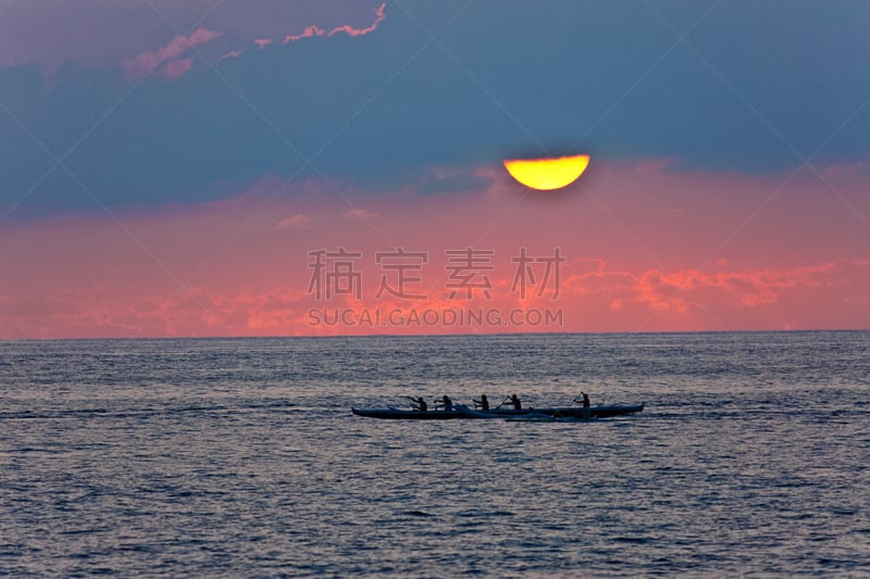 桨叉架船,可那,凯卢阿,夏威夷大岛,独木舟,凯鲁瓦海滩,布莱克曼,可那海岸,划船比赛,夏威夷