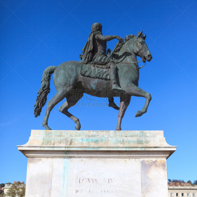 雕像,louis xiv,名声,白来果广场,法国路易十四时期的,里昂,纪念碑,无人,方形画幅,著名景点
