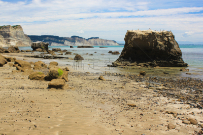 视角,新西兰,cape kidnappers gannet colony,滨水,卷着的,步行道路,石灰石,食盐,hawkes bay region,海岸线