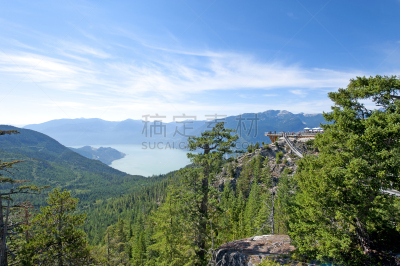 加拿大,公元前,山,温哥华,云景,远距离,中长距离,针叶树,户外,在下面