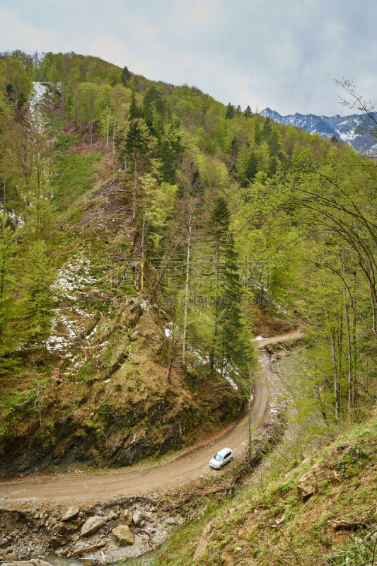 SUV car in the mountains