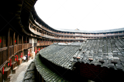 蒂卢,福建省,乡村,土楼,城墙,水平画幅,无人,古老的,户外,过去