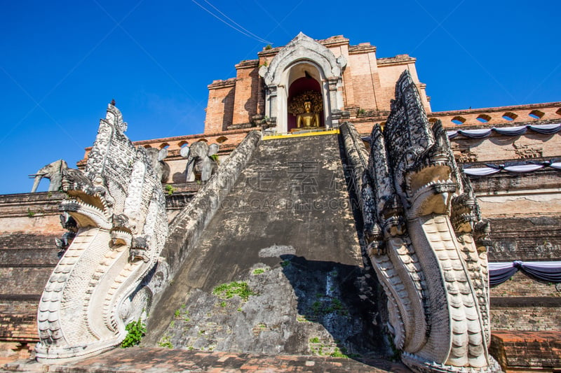 柴迪隆寺,拉那风景饭店,佛塔,清迈省,灵性,水平画幅,僧院,泰国,佛