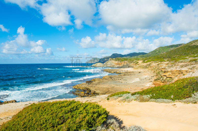 岩石,撒丁岛,海岸线,阿让蒂耶尔,地中海,水,风,水平画幅,山,沙子