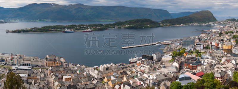 阿雷松德,城市,航拍视角,挪威,影片摄制组,天空,外立面,水平画幅,无人,曙暮光