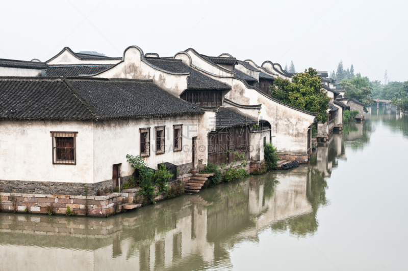 自然美,水乡,水,天空,美,江苏省,水平画幅,运河,古老的,户外