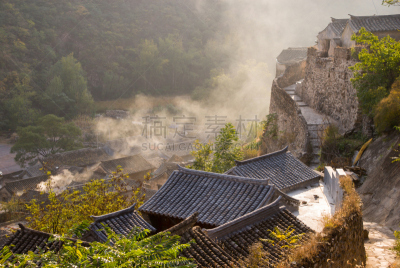 乡村,中国,远古的,北京,特莱,中国印章,屋顶花园,形态学,小别墅,郊区
