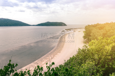 海滩,航拍视角,巴蜀,水,天空,水平画幅,沙子,无人,夏天,日落