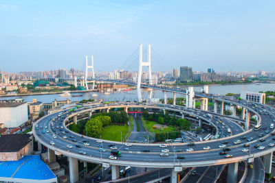 上海,天桥,商务,照明设备,交通,黄昏,公路,交通方式,多车道公路,现代