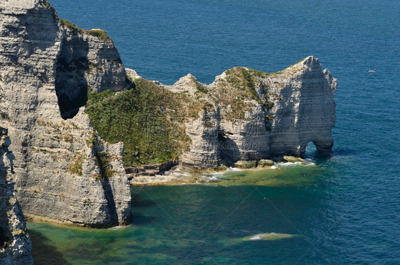 诺曼底,法国,诺曼底埃特塔尔海滩,悬崖,水平画幅,岩石,无人,岩层,海岸地形,户外