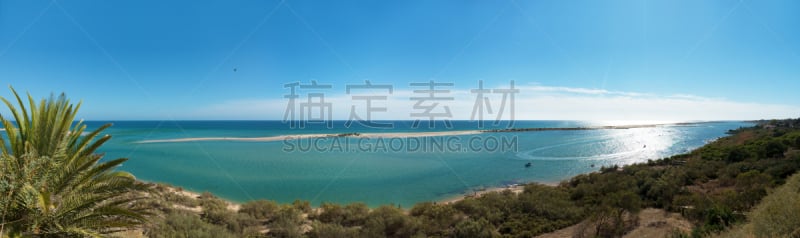 阿尔加威,全景,海洋,地形,海滩,十月,大西洋,船,海岬,绿松石色