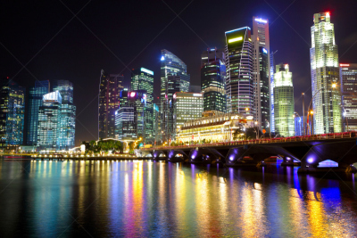 夜晚,都市风景,新加坡市,水平画幅,新加坡,建筑,无人,城市天际线,户外,城市