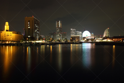 横滨,城市天际线,日本,城市,横滨地标大厦,横滨高速铁路,摩天轮,仓库,水平画幅,夜晚
