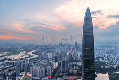 深圳,都市风景,现代,城市天际线,城市,办公大楼,天空,水平画幅,高视角,无人