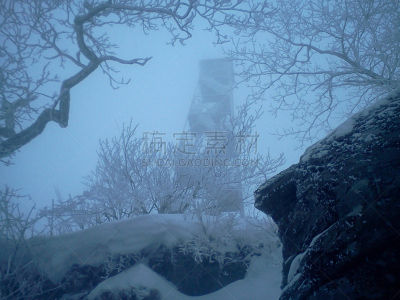火警观察塔,山,自然,美国,水平画幅,建筑,雪,无人,山顶,户外
