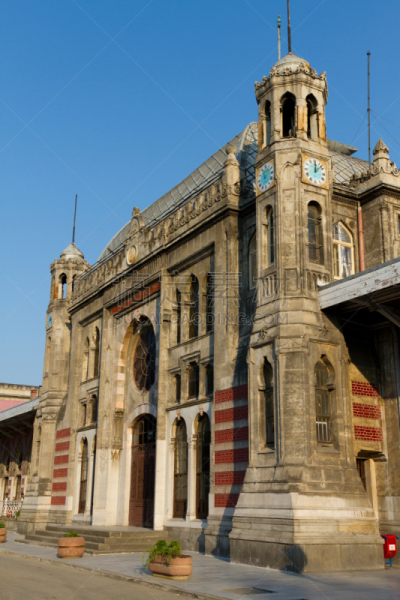 火车站,垂直画幅,窗户,建筑,古老的,建筑外部,建筑结构,车站,土耳其,著名景点