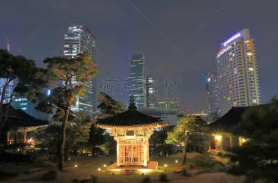 首尔,寺庙,韩国,都市风景,江南区,传统,现代,著名景点,朝鲜半岛,户外