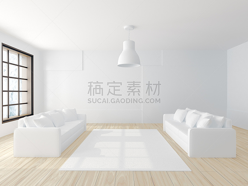 沙发,白色,住宅房间,极简构图,两个物体,水平画幅,绝对无尘室,无人,硬木地板,家庭生活