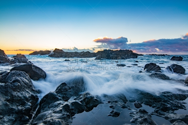 海滩,岩石,海洋,在上面,圣地亚哥港,特内里费岛,加那利群岛,水,天空,美