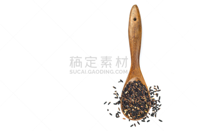 泰国,木匙,白色,分离着色,黑糯米,餐具,水平画幅,无人,生食,维生素