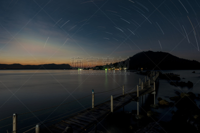 星星,桥,小路,木制,天空,美,星系,望远镜,水平画幅,夜晚