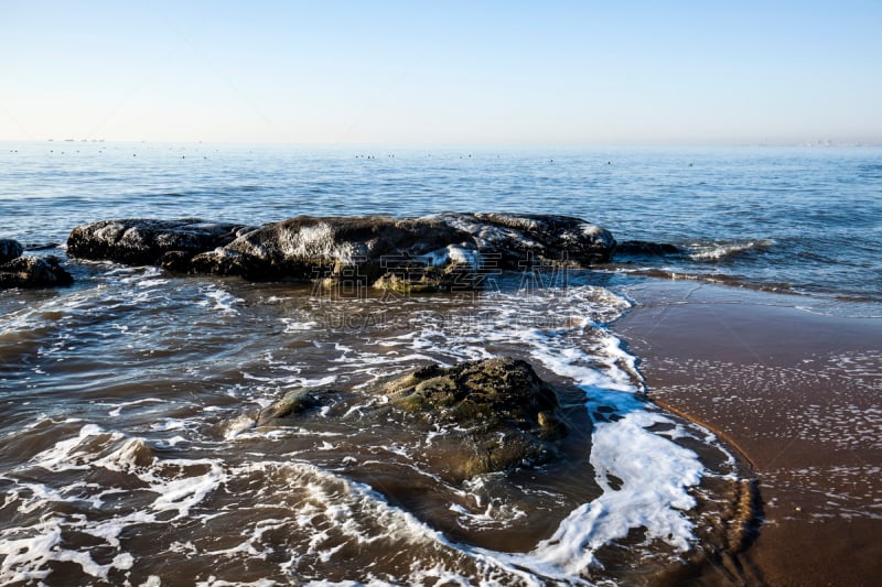 海滩,冬天,风景,水,天空,美,水平画幅,户外,海景,地平线