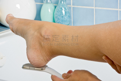 足,胼胝质,去角质,美,住宅房间,浴室,水平画幅,人类脚趾,美容院
