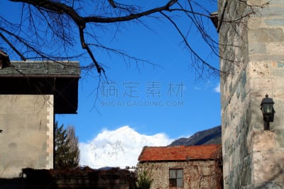 乡村,多洛米蒂山脉,天空,雪,都市风景,山地滑板,山脊,屋檐,彩色图片,旅游