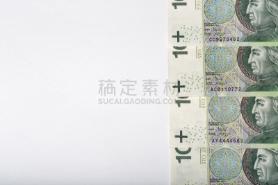 特写,波兰兹罗提,背景,白皮书,正面视角,留白,储蓄,水平画幅,银行,古老的