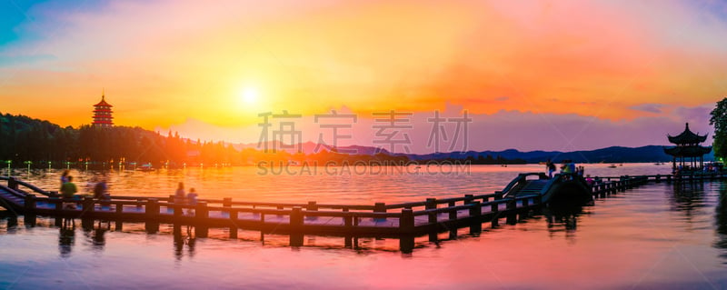 西湖,杭州,风景,自然美,雷峰宝塔,亭台楼阁,水,天空,美,水平画幅