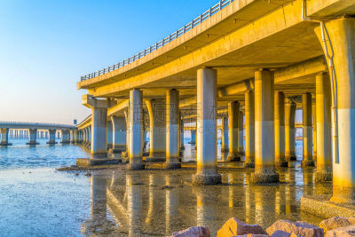 青岛,海湾大桥,胶州,电缆,水,天空,新的,水平画幅,云,无人