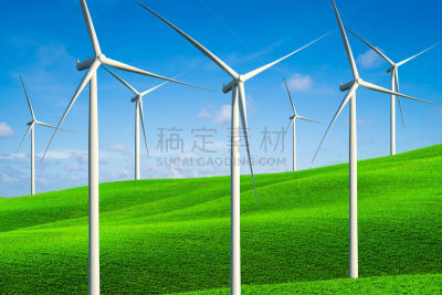 山,风轮机,农场,草,绿色,天空,风,水平画幅,风力,能源